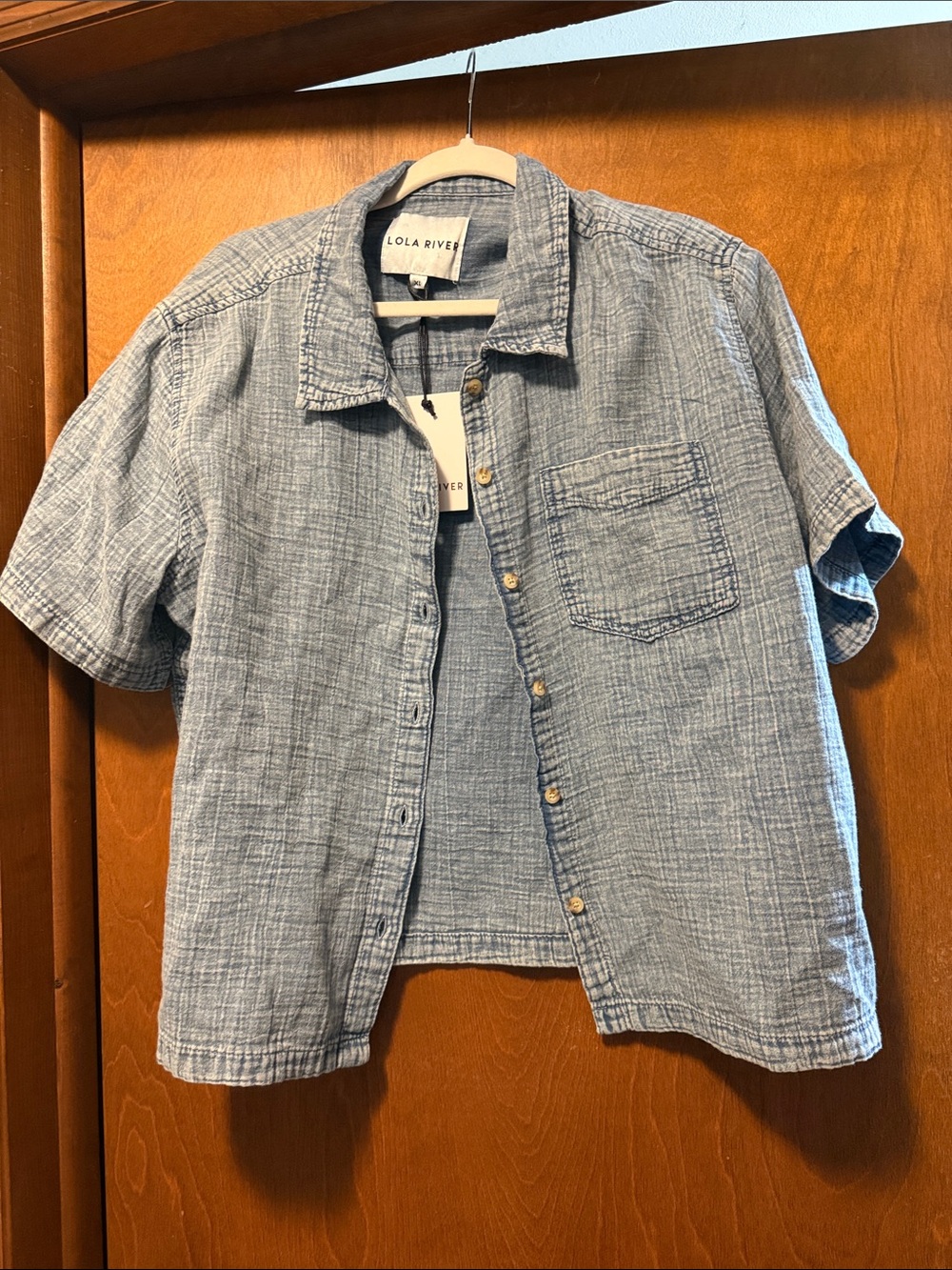 Light Blue Short-Sleeve Button-Up Shirt